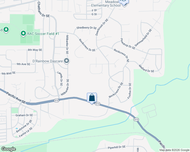 map of restaurants, bars, coffee shops, grocery stores, and more near 1318 Clover Loop Southeast in Olympia
