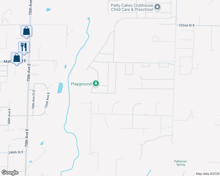 map of restaurants, bars, coffee shops, grocery stores, and more near 7812 238th Street Court East in Graham