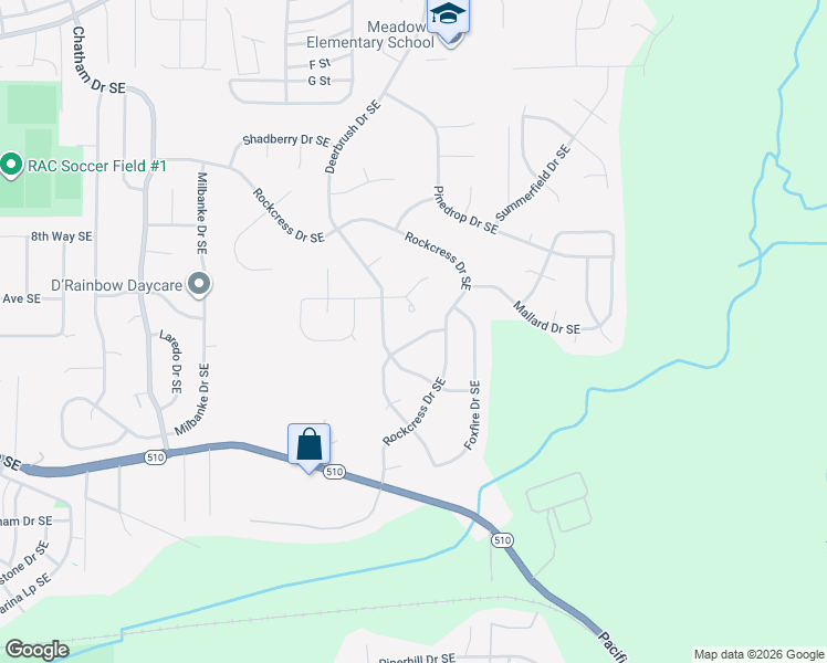 map of restaurants, bars, coffee shops, grocery stores, and more near 1334 Goldenrod Drive Southeast in Olympia