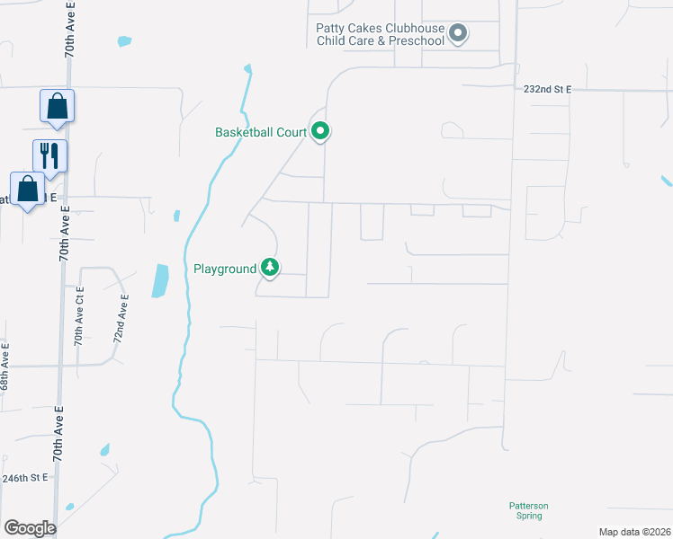 map of restaurants, bars, coffee shops, grocery stores, and more near 23815 79th Avenue Court East in Graham
