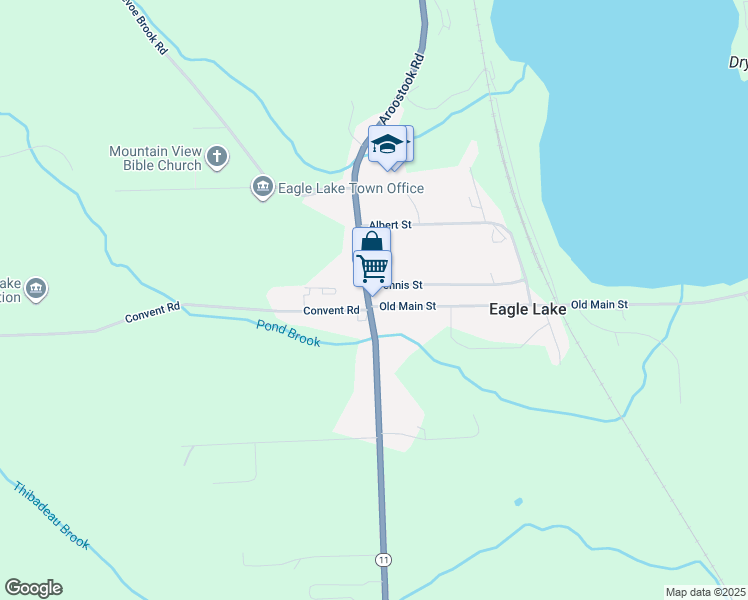 map of restaurants, bars, coffee shops, grocery stores, and more near 3333 Aroostook Road in Eagle Lake