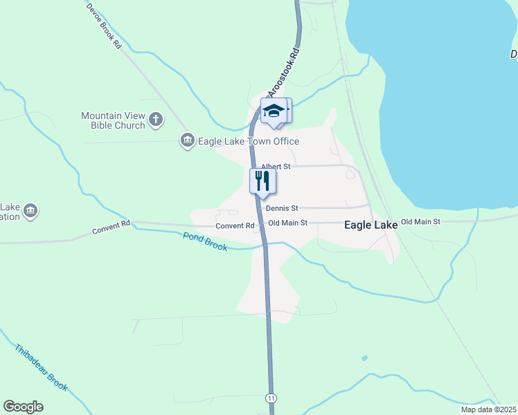 map of restaurants, bars, coffee shops, grocery stores, and more near 3308 Maine 11 in Eagle Lake