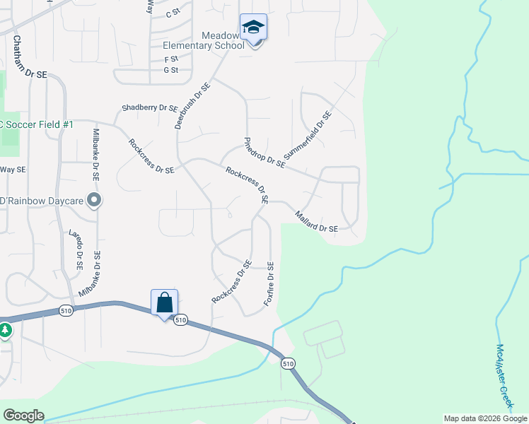 map of restaurants, bars, coffee shops, grocery stores, and more near 9502 Mallard Drive Southeast in Olympia