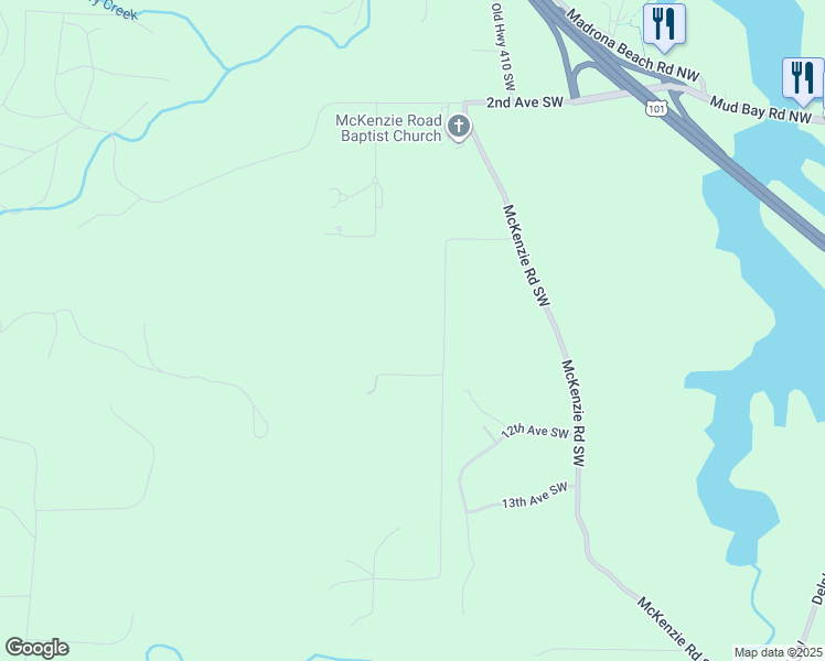 map of restaurants, bars, coffee shops, grocery stores, and more near 831 Apple Valley Road Southwest in Olympia