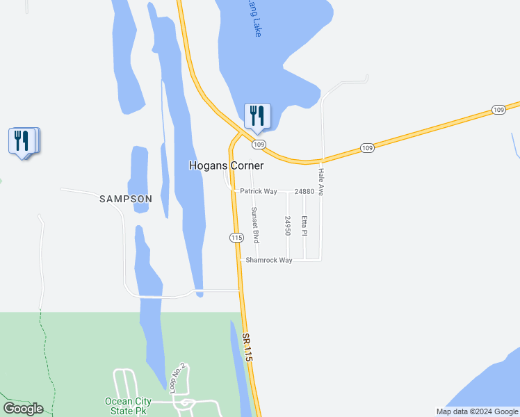 map of restaurants, bars, coffee shops, grocery stores, and more near 35 Sunset Boulevard in Hoquiam