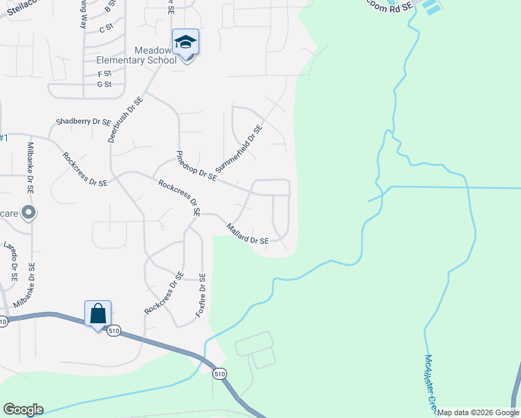 map of restaurants, bars, coffee shops, grocery stores, and more near 1230 Juniper Drive Southeast in Olympia