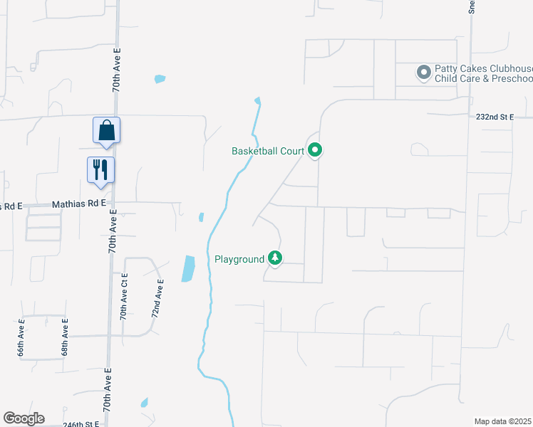map of restaurants, bars, coffee shops, grocery stores, and more near 23631 77th Avenue East in Graham