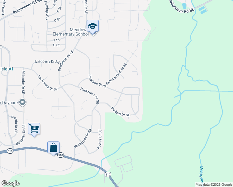 map of restaurants, bars, coffee shops, grocery stores, and more near 9529 Abelia Court Southeast in Lacey