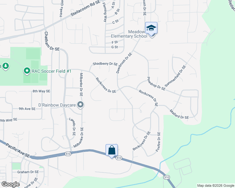 map of restaurants, bars, coffee shops, grocery stores, and more near 1137 Deerbrush Drive Southeast in Olympia