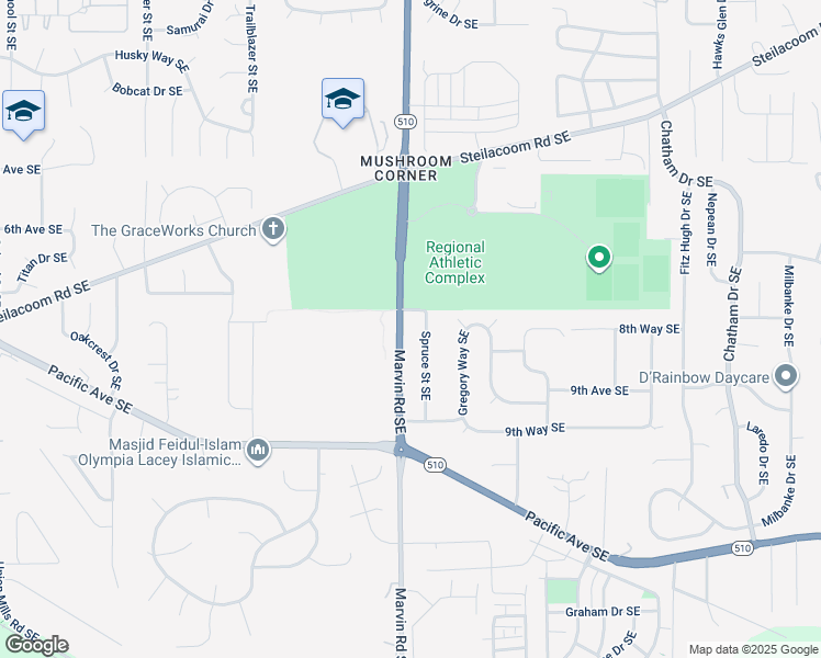 map of restaurants, bars, coffee shops, grocery stores, and more near 856 Marvin Road Southeast in Olympia