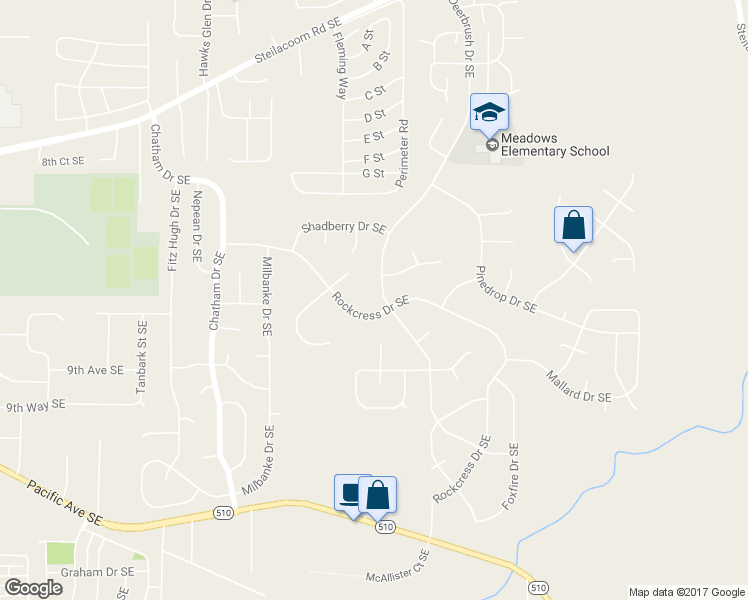 map of restaurants, bars, coffee shops, grocery stores, and more near 1137 Deerbrush Drive Southeast in Olympia