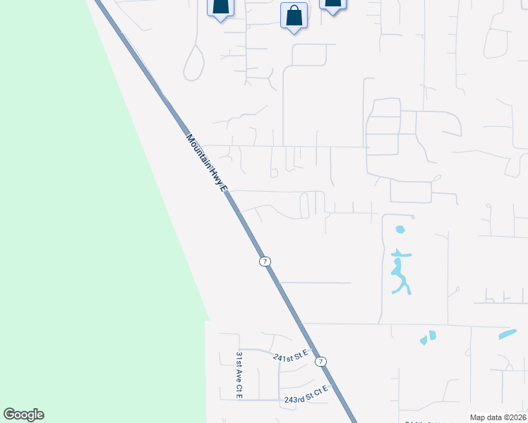 map of restaurants, bars, coffee shops, grocery stores, and more near 23515 32nd Avenue East in Spanaway