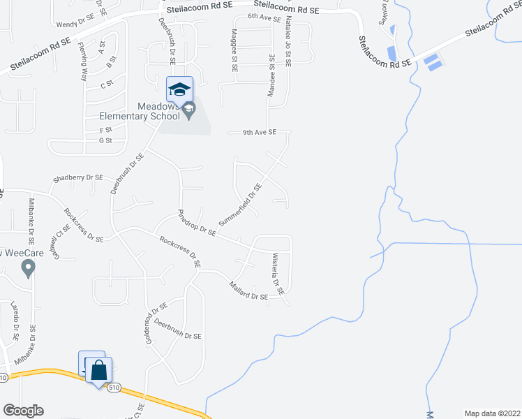 map of restaurants, bars, coffee shops, grocery stores, and more near 1224 Summerfield Drive Southeast in Olympia