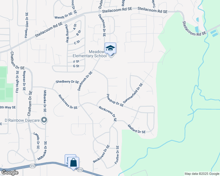 map of restaurants, bars, coffee shops, grocery stores, and more near 9415 Pinedrop Court Southeast in Olympia