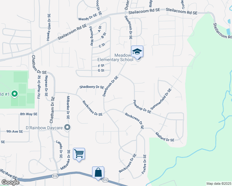 map of restaurants, bars, coffee shops, grocery stores, and more near 1013 Butternut Court Southeast in Olympia