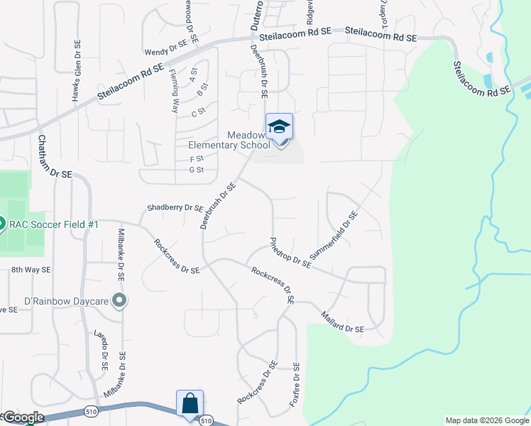 map of restaurants, bars, coffee shops, grocery stores, and more near 9415 Pinedrop Court Southeast in Olympia