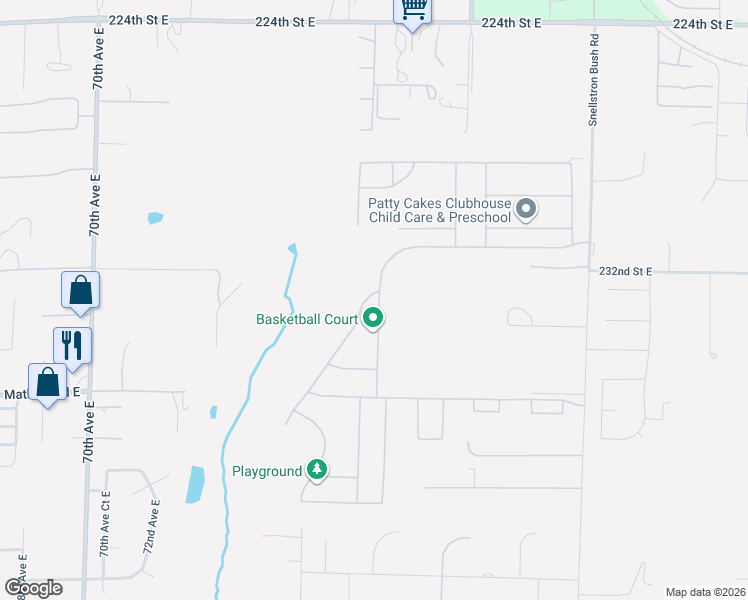 map of restaurants, bars, coffee shops, grocery stores, and more near 23313 79th Avenue East in Graham