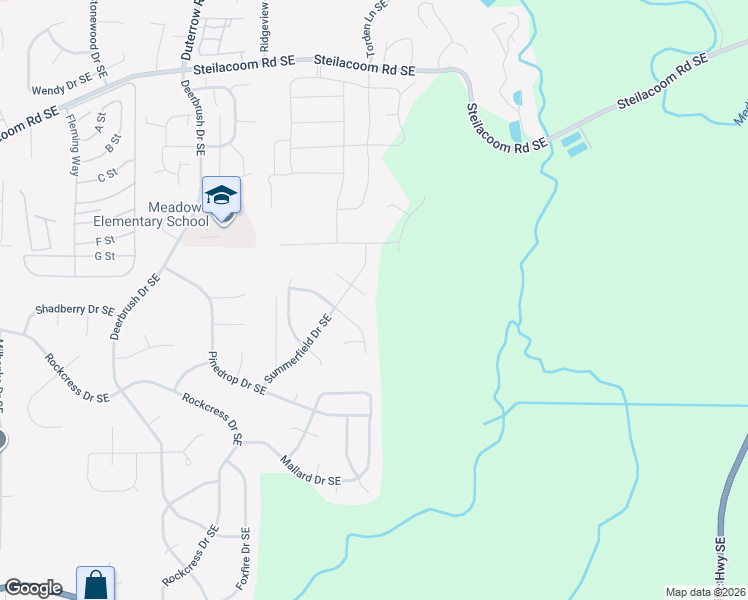 map of restaurants, bars, coffee shops, grocery stores, and more near 1129 Summerfield Drive Southeast in Olympia