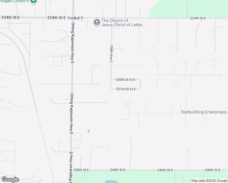 map of restaurants, bars, coffee shops, grocery stores, and more near 13807 231st Street Court East in Graham