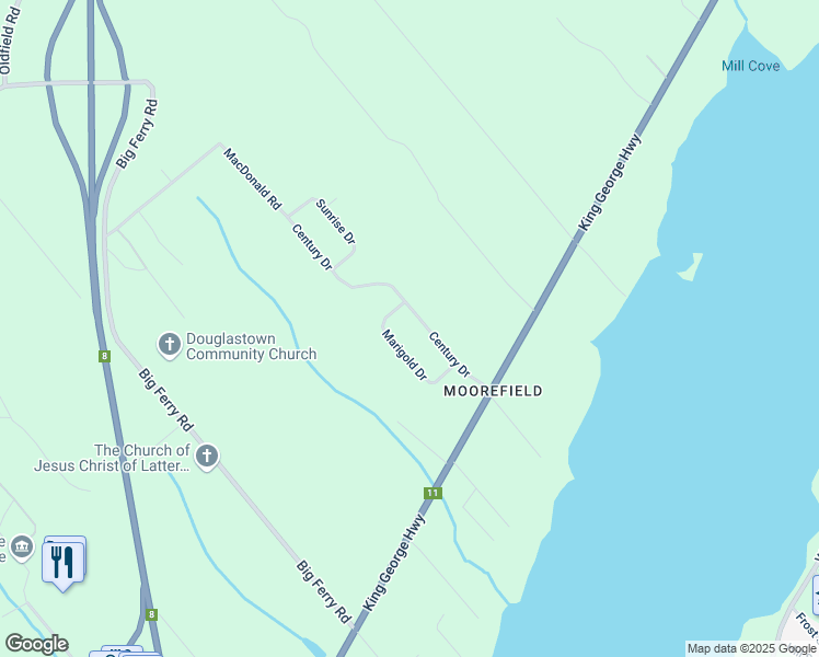 map of restaurants, bars, coffee shops, grocery stores, and more near 112 Century Drive in Miramichi