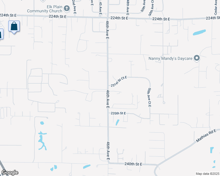 map of restaurants, bars, coffee shops, grocery stores, and more near 4608 231st Street Court East in Spanaway