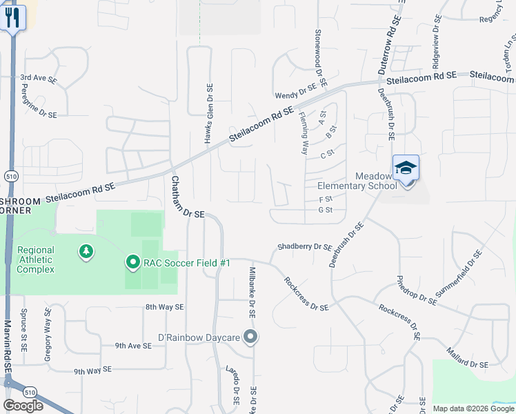 map of restaurants, bars, coffee shops, grocery stores, and more near 902 Mac Lane Southeast in Olympia