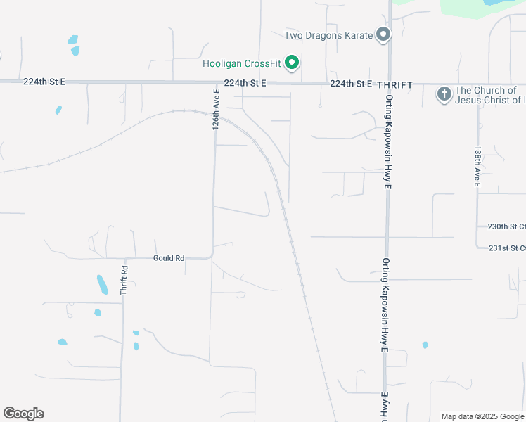 map of restaurants, bars, coffee shops, grocery stores, and more near 12715 230th Street East in Graham