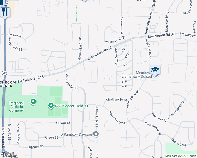 map of restaurants, bars, coffee shops, grocery stores, and more near 902 Mac Lane Southeast in Olympia