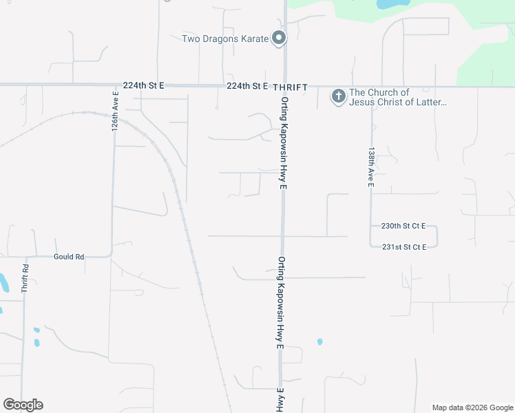 map of restaurants, bars, coffee shops, grocery stores, and more near 22906 133rd Avenue Court East in Graham