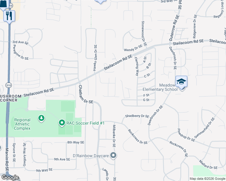 map of restaurants, bars, coffee shops, grocery stores, and more near 902 Mac Lane Southeast in Olympia