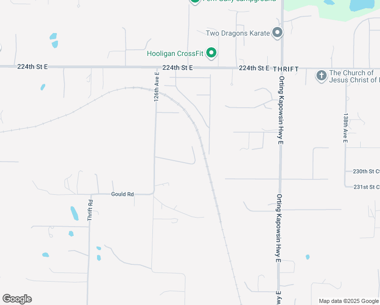 map of restaurants, bars, coffee shops, grocery stores, and more near 12715 230th Street East in Graham