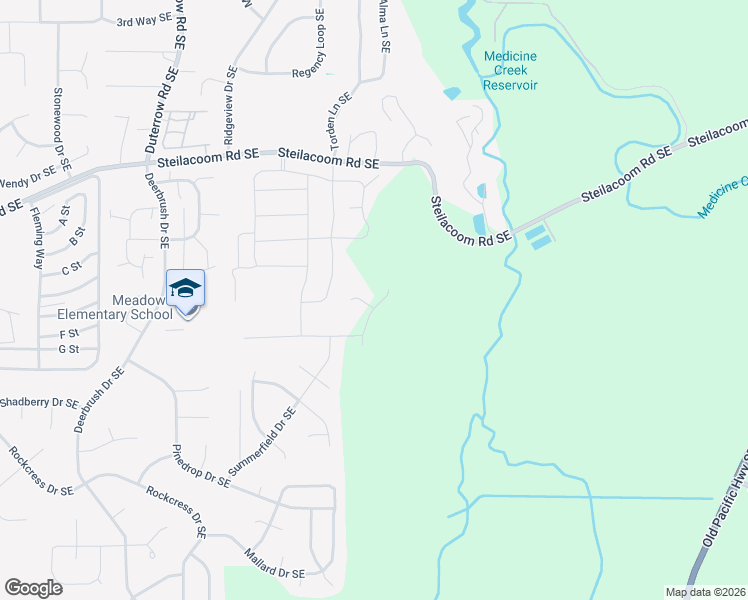 map of restaurants, bars, coffee shops, grocery stores, and more near 9817 Steilacoom Road Southeast in Olympia