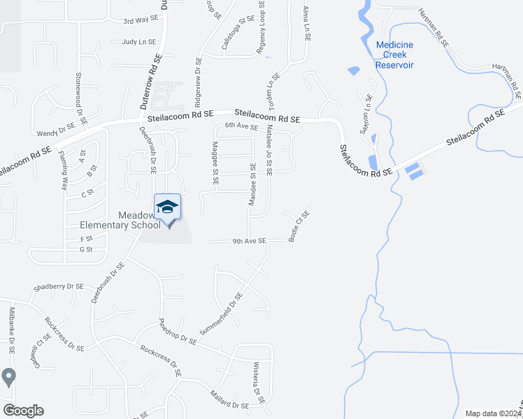 map of restaurants, bars, coffee shops, grocery stores, and more near 823 Natalee Jo Street Southeast in Lacey