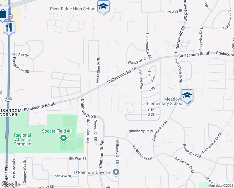 map of restaurants, bars, coffee shops, grocery stores, and more near 809 Mac Lane Southeast in Olympia