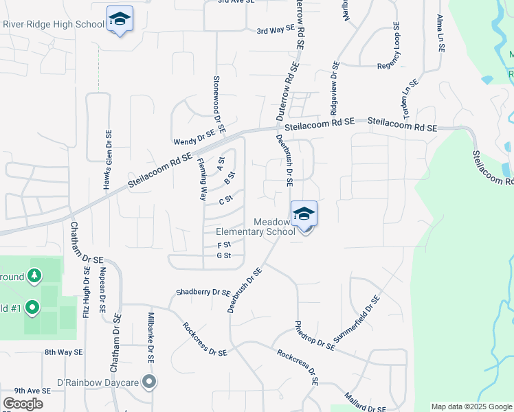 map of restaurants, bars, coffee shops, grocery stores, and more near 737 Hamelin Lane Southeast in Olympia