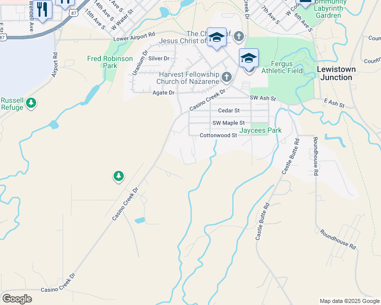 map of restaurants, bars, coffee shops, grocery stores, and more near 402 Summit Avenue in Lewistown