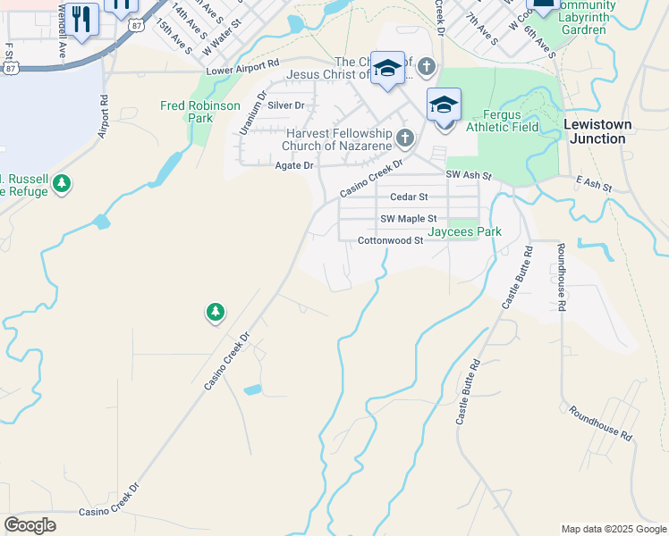 map of restaurants, bars, coffee shops, grocery stores, and more near 402 Summit Avenue in Lewistown