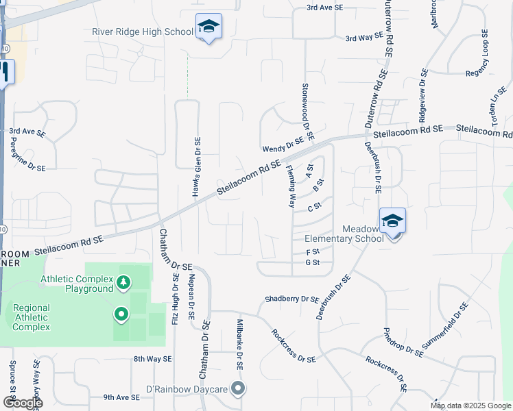 map of restaurants, bars, coffee shops, grocery stores, and more near 9041 Steilacoom Road Southeast in Olympia