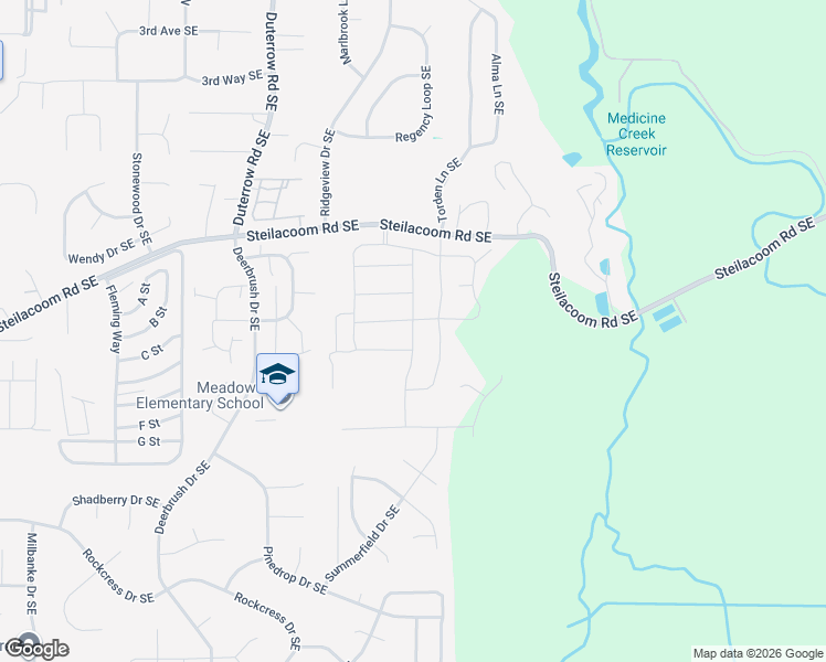 map of restaurants, bars, coffee shops, grocery stores, and more near Mandee Street Southeast in Olympia