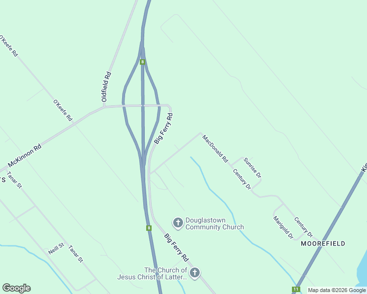 map of restaurants, bars, coffee shops, grocery stores, and more near Macdonald Road in Miramichi