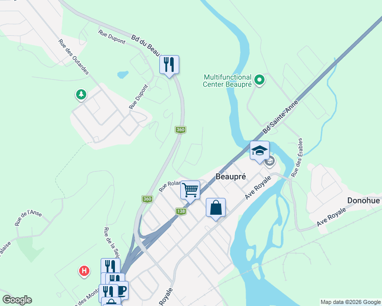 map of restaurants, bars, coffee shops, grocery stores, and more near 265 Rue de la Colline in Beaupré