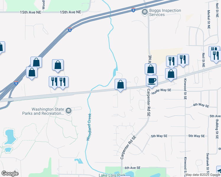 map of restaurants, bars, coffee shops, grocery stores, and more near 5778-6106 Martin Way SE in Lacey