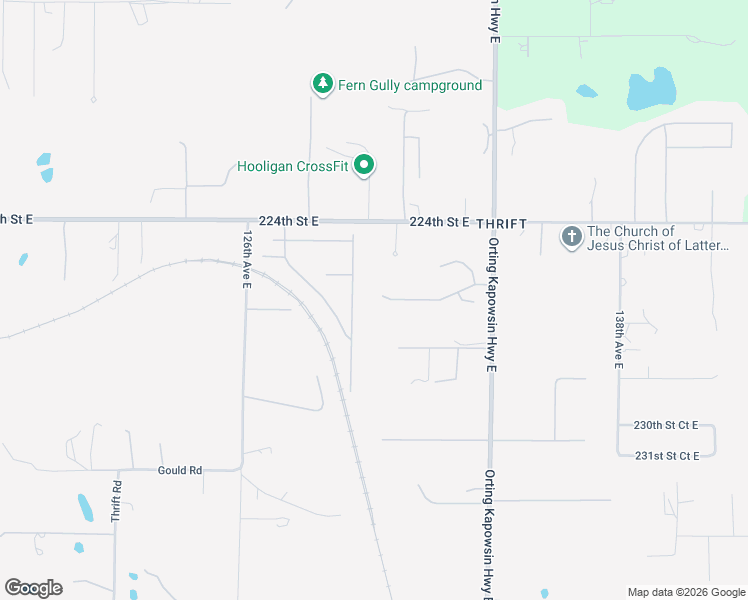 map of restaurants, bars, coffee shops, grocery stores, and more near 13002 226th Street East in Graham