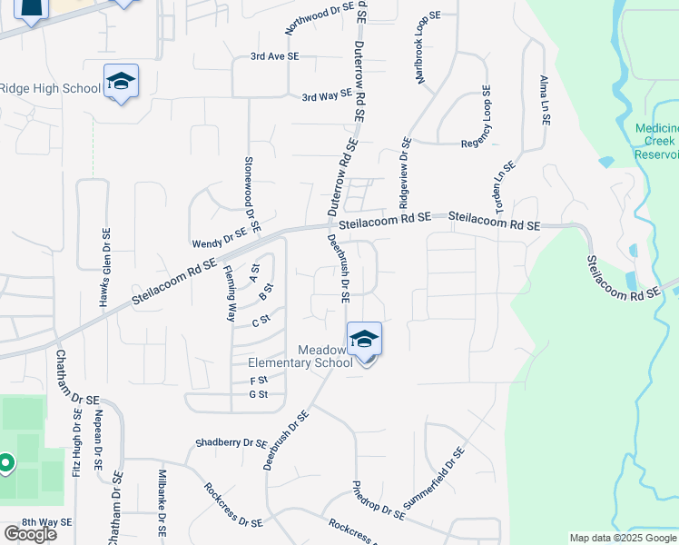 map of restaurants, bars, coffee shops, grocery stores, and more near 625 Bamberg Lane Southeast in Olympia