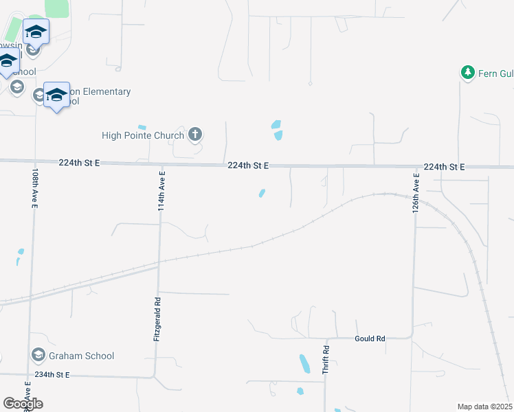 map of restaurants, bars, coffee shops, grocery stores, and more near 11820 224th Street East in Graham