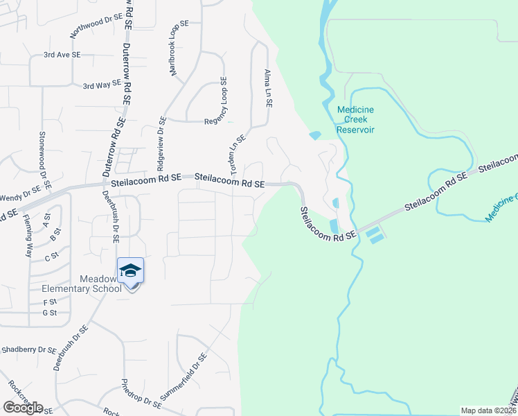 map of restaurants, bars, coffee shops, grocery stores, and more near 9817 Steilacoom Road Southeast in Olympia