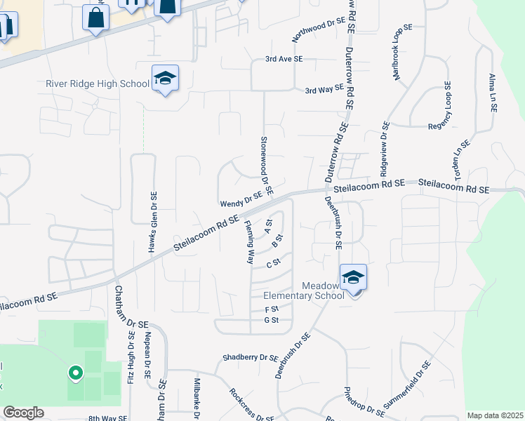 map of restaurants, bars, coffee shops, grocery stores, and more near 9201 Donna Court Southeast in Olympia
