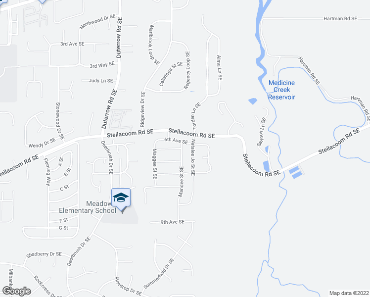 map of restaurants, bars, coffee shops, grocery stores, and more near 622 Mandee Street Southeast in Lacey