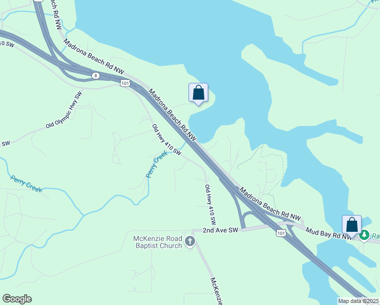 map of restaurants, bars, coffee shops, grocery stores, and more near 612 Madrona Beach Road Northwest in Olympia