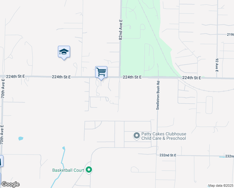 map of restaurants, bars, coffee shops, grocery stores, and more near 22520 82nd Avenue East in Graham